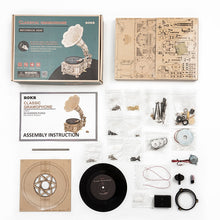 Load image into Gallery viewer, Hand Crank Classic Gramophone with Music 1:1 424pcs Wooden Model Building Kits