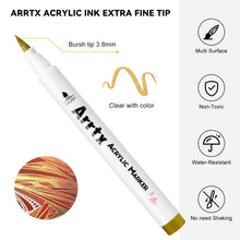 Load image into Gallery viewer, 10 (4 Black, 4 White, 1 Golden, 1 Silver) Acrylic Markers Brush Paint Pens