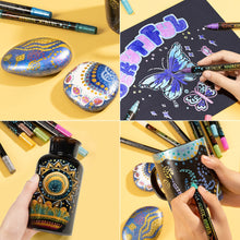 Load image into Gallery viewer, 24 Metallic Colors Acrylic Paint Markers, Dual Tip Pens