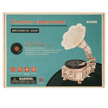 Load image into Gallery viewer, Hand Crank Classic Gramophone with Music 1:1 424pcs Wooden Model Building Kits
