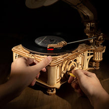 Load image into Gallery viewer, Hand Crank Classic Gramophone with Music 1:1 424pcs Wooden Model Building Kits
