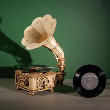 Load image into Gallery viewer, Hand Crank Classic Gramophone with Music 1:1 424pcs Wooden Model Building Kits
