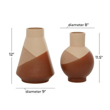 Load image into Gallery viewer, 12&quot;, 11&quot;H Orange Ceramic Vase, Set of 2
