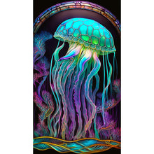 Load image into Gallery viewer, 5D DIY Diamond Painting Stained Glass Jellyfish Kit
