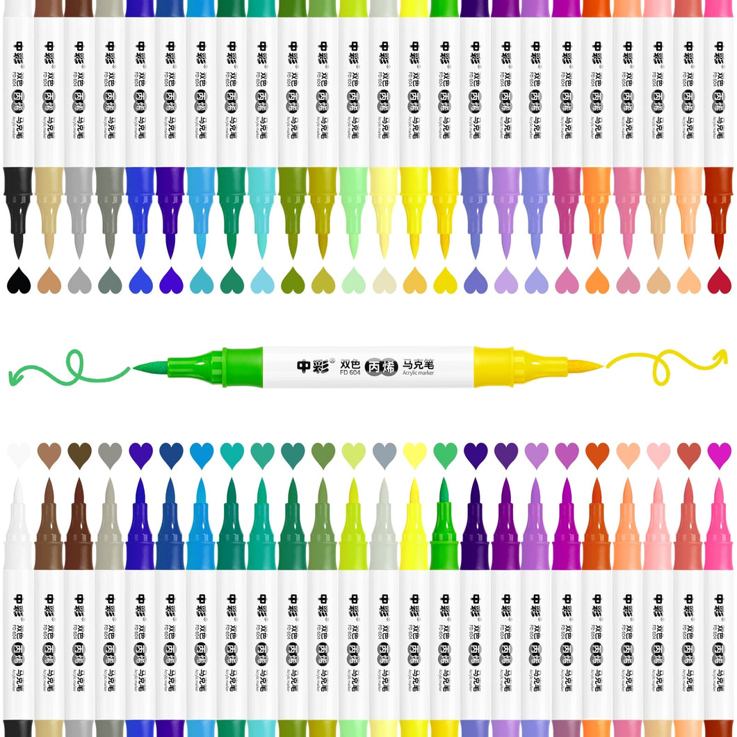 48/60 Colors Acrylic Marker Dual Brush Tip