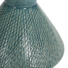 Load image into Gallery viewer, Cross Hatched Sea Blue Ceramic Angled Vase
