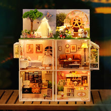 Load image into Gallery viewer, Wooden Model Doll House with Dust Cover Miniature Building Kit
