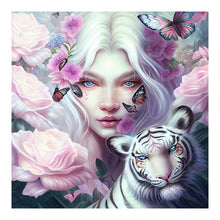 Load image into Gallery viewer, 5D DIY Diamond Painting Tiger Butterfly Girl Kit
