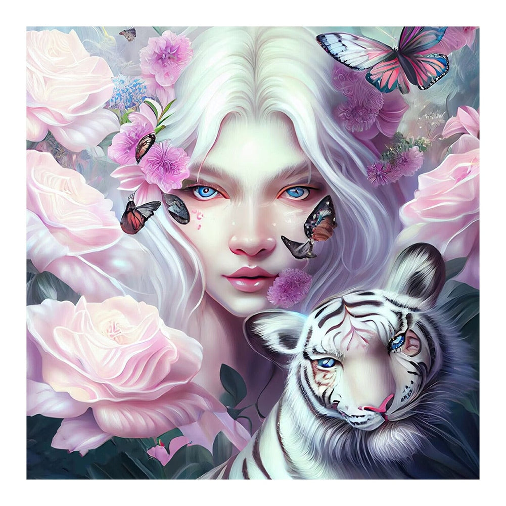 5D DIY Diamond Painting Tiger Butterfly Girl Kit