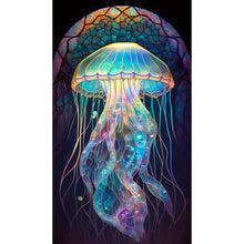 Load image into Gallery viewer, 5D DIY Diamond Painting Stained Glass Jellyfish Kit
