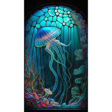 Load image into Gallery viewer, 5D DIY Diamond Painting Stained Glass Jellyfish Kit
