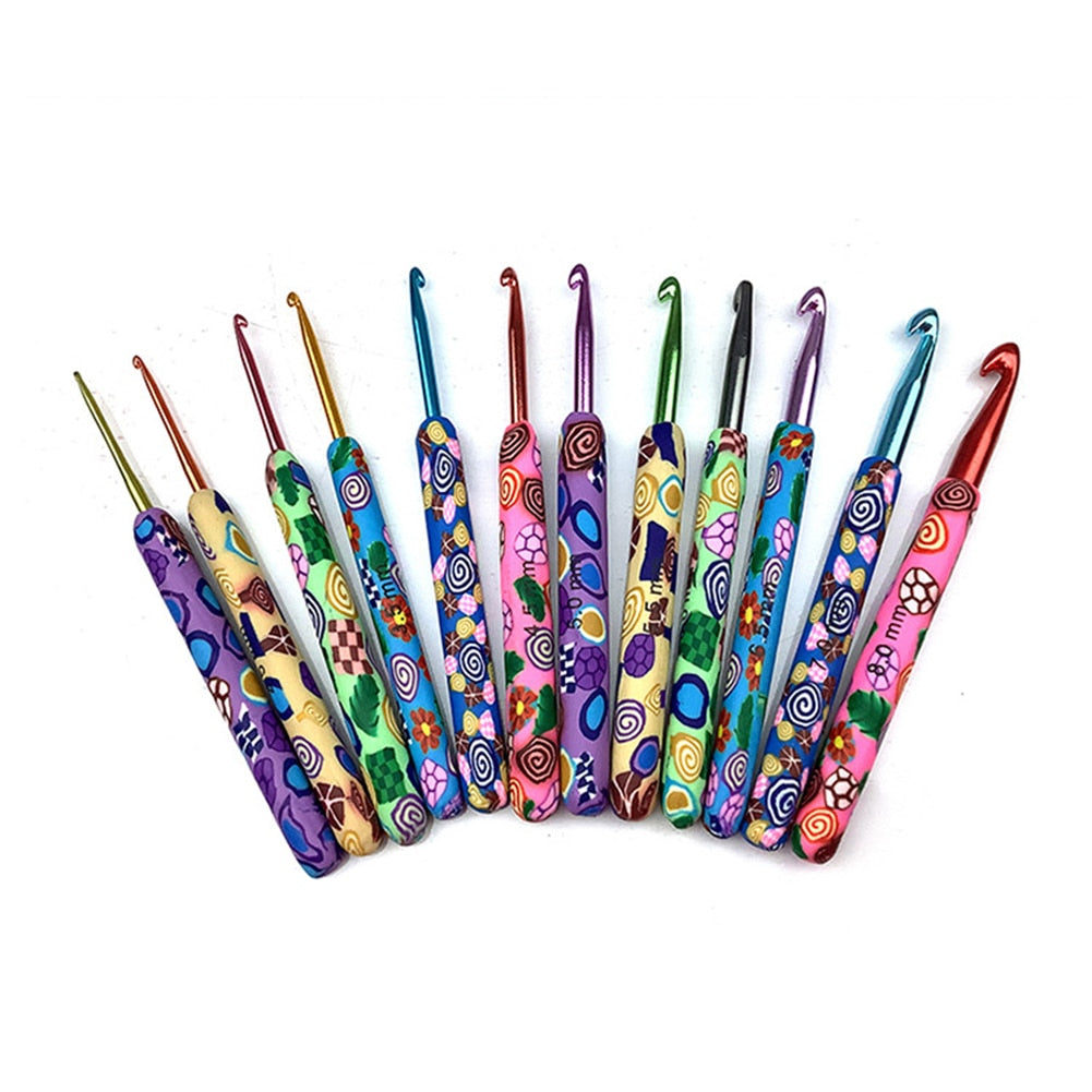 12pcs Ceramic Handle Crochet Hooks