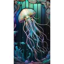 Load image into Gallery viewer, 5D DIY Diamond Painting Stained Glass Jellyfish Kit
