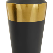 Load image into Gallery viewer, 20&quot;, 16&quot;H Black Metal Vase with Gold Band, Set of 2
