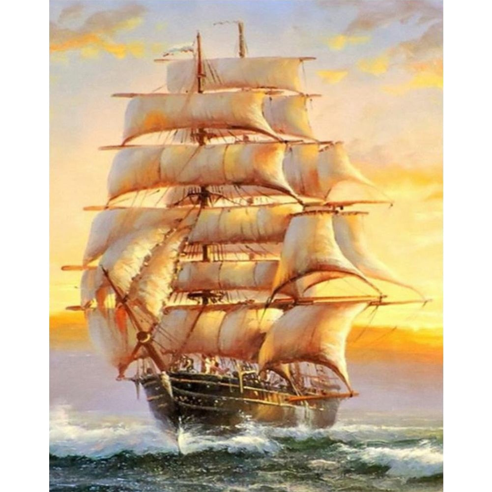 Cross Stitch Embroidery Sailboat Kit