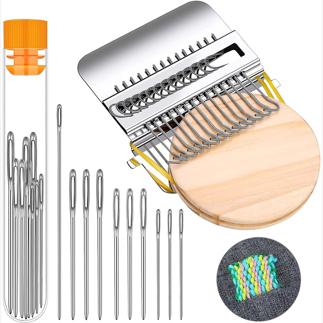 Weaving Tool Loom Kit 14 Hooks 9 Needles Mini Darning Loom