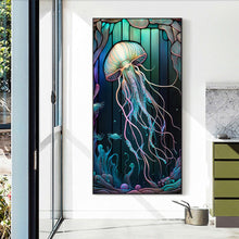 Load image into Gallery viewer, 5D DIY Diamond Painting Stained Glass Jellyfish Kit
