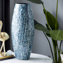 Load image into Gallery viewer, 19&quot; Handmade Blue Mother of Pearl Vase
