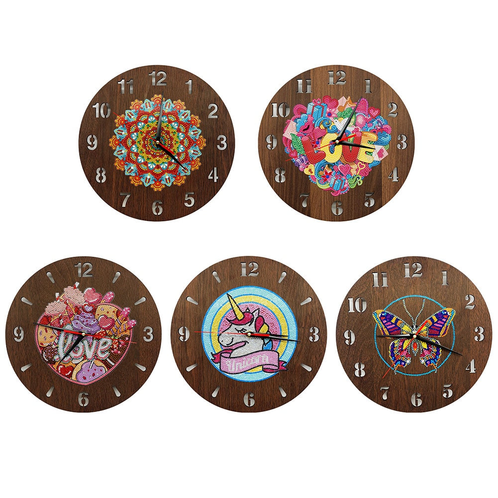 5D Diamond Painting Wood Clock Kits